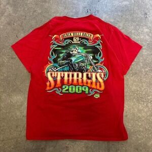 Sturgis 2009 Black Hills Rally T Shirt Red Biker Motorcycle Graphic Tee Large